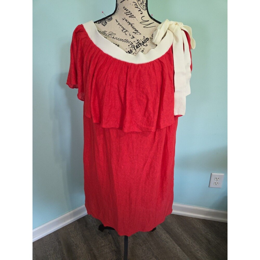 stefanel dress linen red Italian yarn new with tags medium